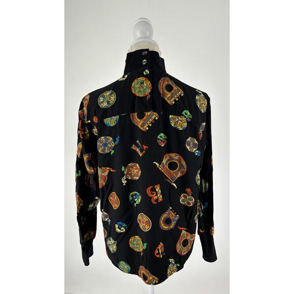 Crisca Abstract Fish Long Sleeve Turtleneck Shirt Womens Size 40 Canada Flawed - Picture 11 of 15